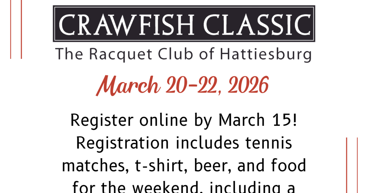 49th Annual Crawfish Classic Tennis Tournament | Visit Hattiesburg, MS